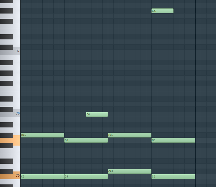 FL Studio piano roll with the opening piano part