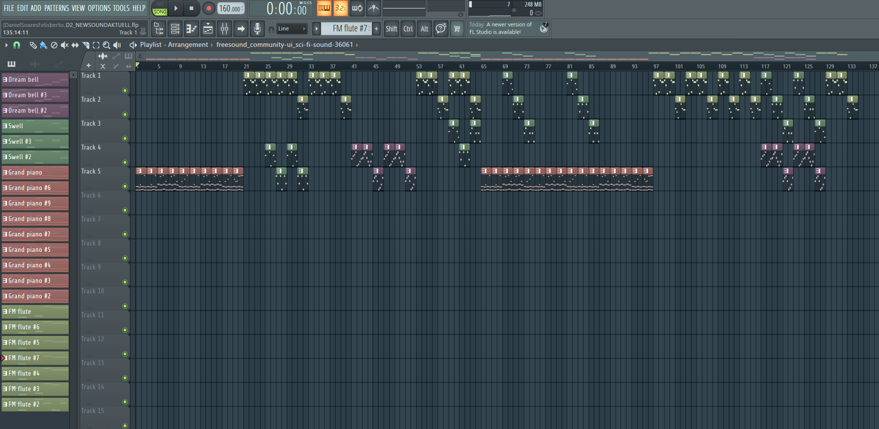 FL Studio playlist with the arrangement of the K.A.V.A. soundtrack