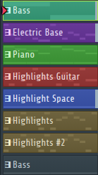 FL Studio pattern list of the Loop 7 soundtrack